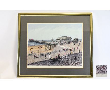 Tom Dodson Pencil Signed Ltd Edition Colour Print ' Victoria Pier ' Blackpool. Fine Art Trade Guild Stamp, Mounted and Framed