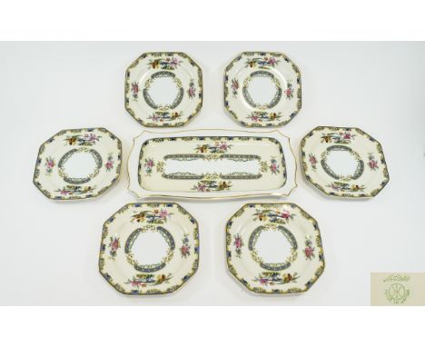 Noritake Serving Set comprising oblong dish and 6 side plates.
