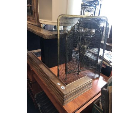 A brass fire screen, fireguard and a fender