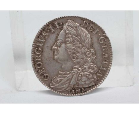 A GEORGE II HALFCROWN, 1746, Lima bust (Est. plus 24% premium inc. VAT)Condition Report: Generally good, some edge damage, bu