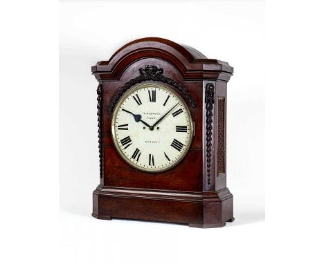 A LARGE AND IMPRESSIVE VICTORIAN MAHOGANY BRACKET CLOCK by Samuel Johnson The Strand London, the eight day movement with anch