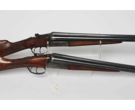 TWO 12 BORE SIDE BY SIDE SHOTGUNS, one Sabel shotgun with 27" barrels, selective ejector and automatic safety, and a The Suss