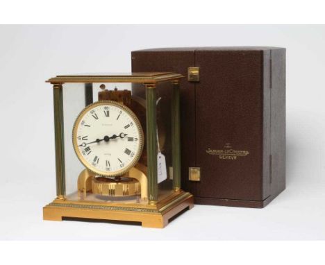 A JAEGER-LECOULTRE VENDOME MODEL ATMOS CLOCK, second half 20th century, the white enamel dial with Roman and Arabic numerals,