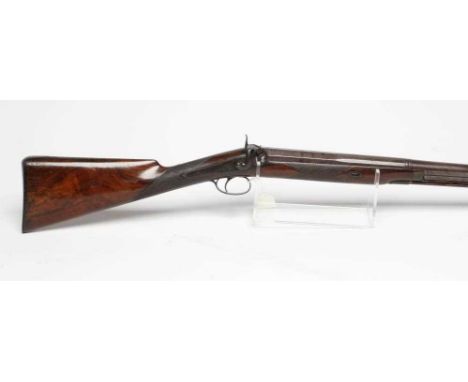 A 12 BORE PERCUSSION SHOTGUN by William Weston, Brighton, the 30" barrel inscribed with maker's name, octagonal at the breech