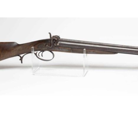 A PERCUSSION DOUBLE BARRELLED SHOTGUN, by J.Green, with 27 1/2" barrels, scroll etched barrel tang, side locks etched with sp
