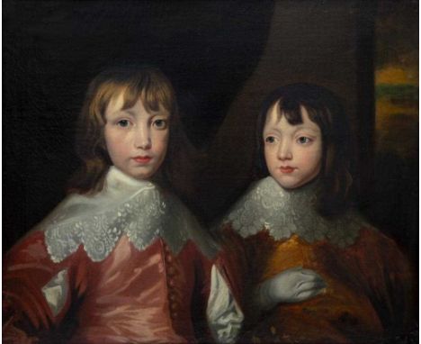 AFTER SIR ANTHONY VAN DYKE (1599-1641) Early 19th century, Portrait of Two Boys in Court Dress, oil on canvas, 25" x 30", gil