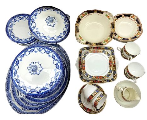 Crescent china Regent pattern dinner service 23 pieces, Heathcote tea set and a fruit set