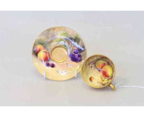 Royal Worcester fruit painted miniature cup and saucer