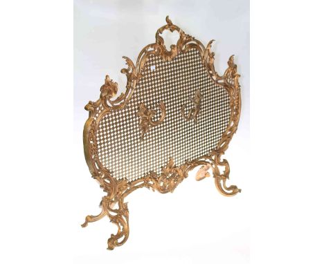 Ornate gilt metal firescreen