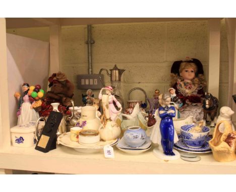 Royal Doulton, B&G and other figures, teddy, doll, Beleek jug, Worcester jug, vase and mini mug etc.