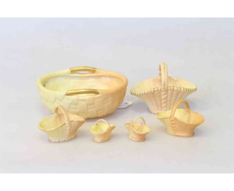 Six Royal Worcester blush baskets