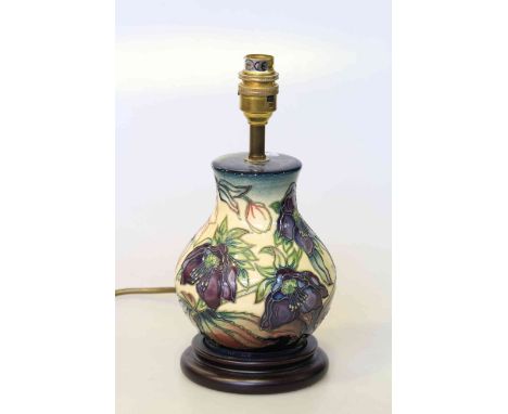 Moorcroft pottery baluster shape table lamp