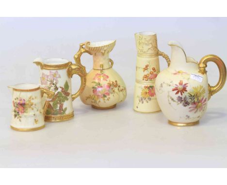 Five Royal Worcester blush jugs