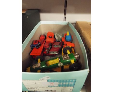 A quantity of assorted vintage play-worn diecast vehicles to include Lesney Aston Martin DBR5, Matchbox Kingsize No.8 Scammel