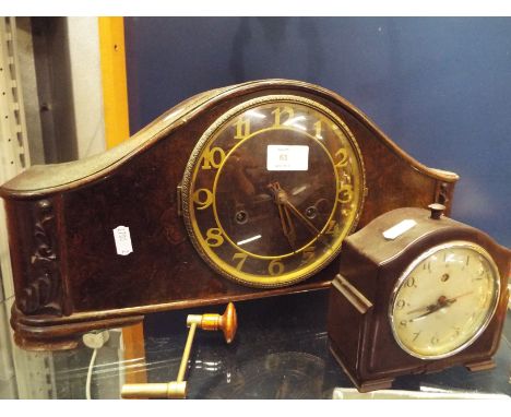 A walnut oak cased mantle clock for restoration 