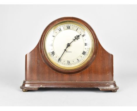 A Mahogany Cased Mantel Clock with Internal Presentation inscription, Working Order, 24cms Wide 