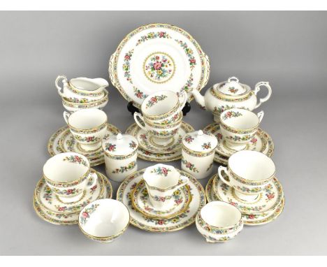 A Coalport Ming Rose Tea Set to Comprise Five Saucers, Two Side Plates, Four Smaller Plates, Milk Jug, Sugar Bowls , Coffee C