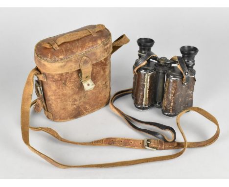 A Pair of Vintage Optimus Prismatic Binoculars in Unrelated Leather Case 