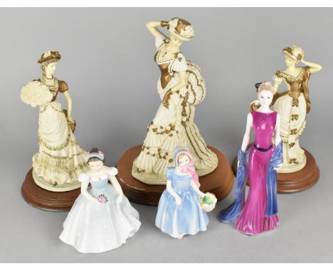 A Collection of Ceramic and Resin Ladies to Include Examples by Royal Doulton and Coalport 