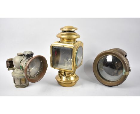 A Collection of Various Vintage Motorcycle and Trap Lamps to include King Of The Road, Carbide and Brass, Some Condition issu