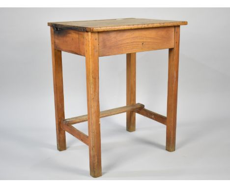 A Vintage Child's School Desk by Kingfisher Desks, with Original Ceramic Inkwell, 55.5cms Wide 