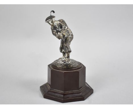 A Vintage Spelter Figure of a Golfer Set on Octagonal Bakelite Plinth, Probably a Golfing Trophy, 14cms High 