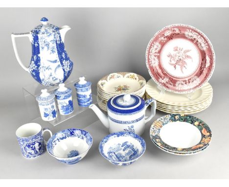 A Collection of Various Spode to Comprise Spode Blue and White Penny Lane Water Jug, Italian Pattern Bowl, Spice Jars, Mug, W