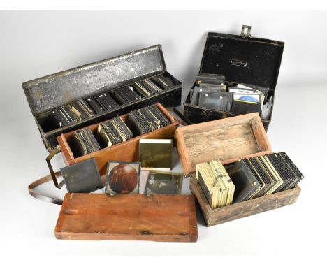 A Collection of Over 200 Various Magic Lantern Slides to Comprise Scenic, Figural, Landmarks, Domestic, Cartoons, Religious e