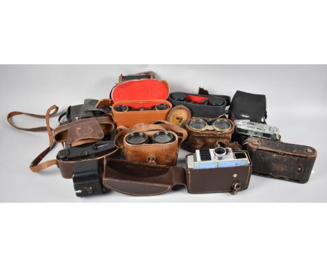 A Collection of Various Vintage Cameras, Binoculars Etc 