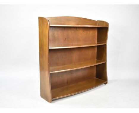 A Mid 20th Century Bow Fronted Open Four Shelf Galleried Bookcase, 91cms Wide 