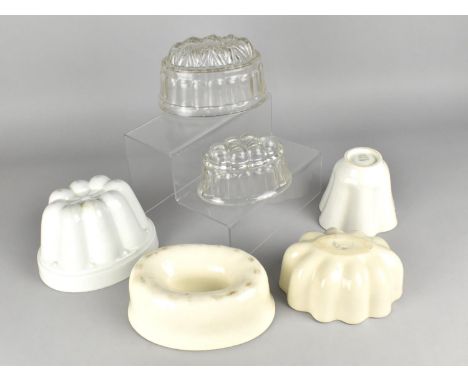 Six Various Jelly Moulds to Include Four Ceramic and Two Glass 