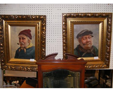 D.W HADDDON R.B.A - a pair of oil on boards 'One of The Crew' and 'Old Timer', signed and dated 98 - 30cm x 22cm
