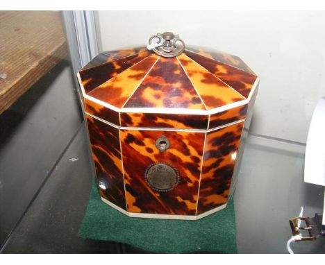 A Victorian tortoiseshell tea caddy - 13cms high CONDITION REPORT We have attached a number of additional images to showcase 