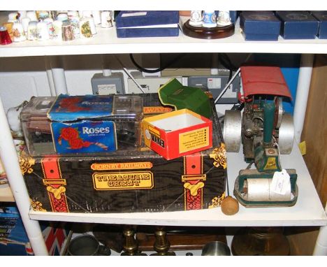 A model West German traction engine, together with Hornby railway items 