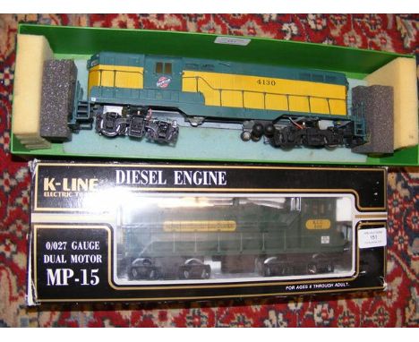 A boxed electric 0 gauge K-Line diesel engine, together with one unboxed