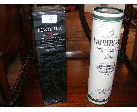 An unopened bottle of Laphroaig Single Islay Malt Scotch Whisky - 10 Years Old, together with one other Whisky 