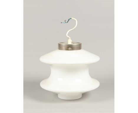 An opal glass hanging lamp, Raak B1048 "Bollard" Bollard 1968.diam.: 25 cm. H.: 28 cm. 