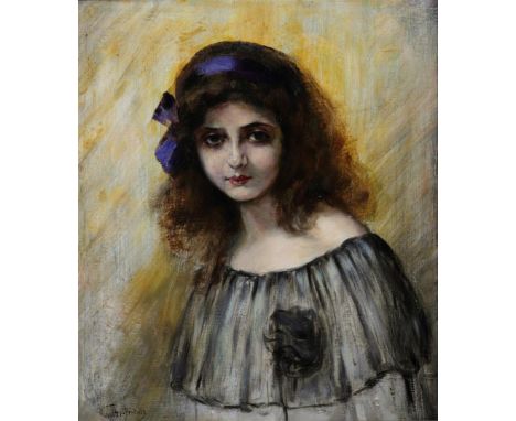 Maximilian Schultze - Bertallo (1866-)Portrait of a young girl, signed (lower left), oil on canvas.70 x 60 cm. 