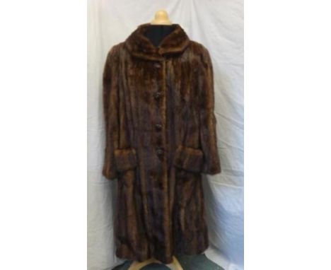 Ladies Vintage Mink? Coat, embroidered FMS to lining, beaded satin buttons, approx. size 14 