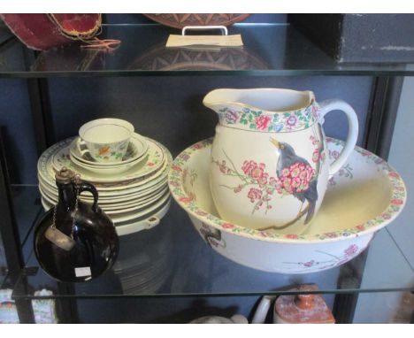 To include Staffordshire figures, coffee cups,plates tea pots, pewter mug, Blackbird ceramic wash basin and water jug etc