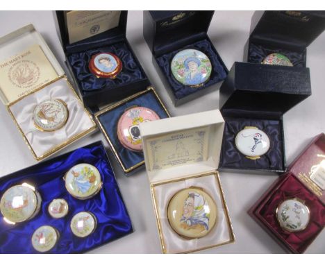 limited editions Westminster Golden Jubilee and five various Crummles enamel patch boxes, a Royal Doulton box set and seven v