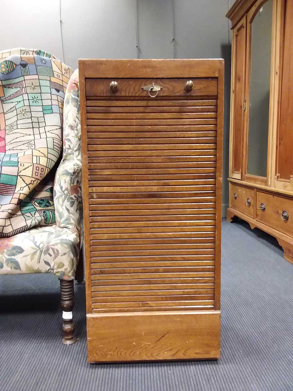 Oak tambour filing by Maples 100 x 45 x 38cm in Cheffins Fine Art