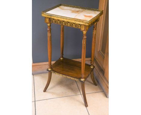 A C19 gilt-metal mounted and marble topped French jardinière stand, 81 x 40 x 30 cm