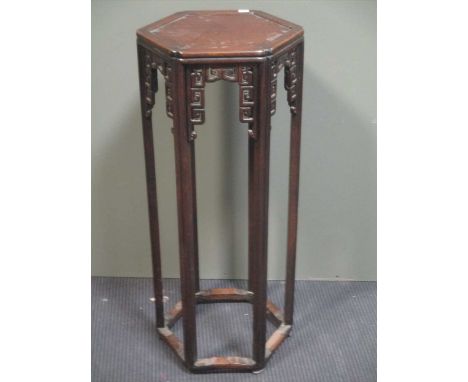 An early 20th century Chinese hardwood jardiniere stand, 82cm highCondition report: About average with usual marks etc, stret
