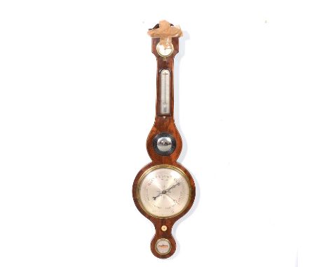 Mahogany Wheel Barometer, second quarter of the 19th Century, signed J. Vago, 32 Brooks, Holb'n, broken swan-neck pediment, w
