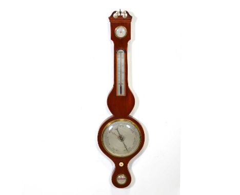 Victorian mahogany banjo barometer, signed Gatward Huntingdon, silvered dials, ivorine adjustor, height 96cm.Condition report