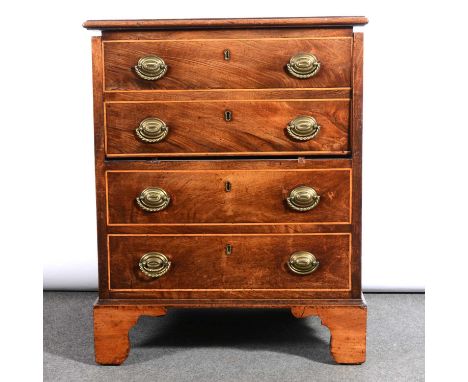 George III mahogany chest commode, rectangular hinged lid, front fascia with dummy drawer fascias, bracket feet, width 61cm, 