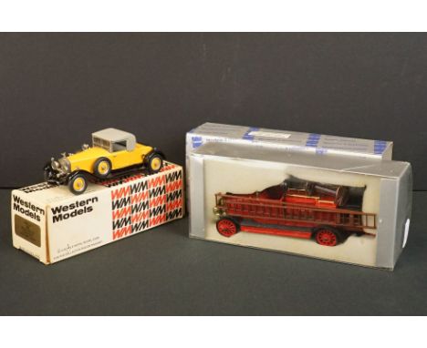 Boxed Western Models WWS27 1926 Rolls Royce Phantom 1 Doctors Coupe in yellow and a boxed Conrad 1018 Fire Engine, vg 