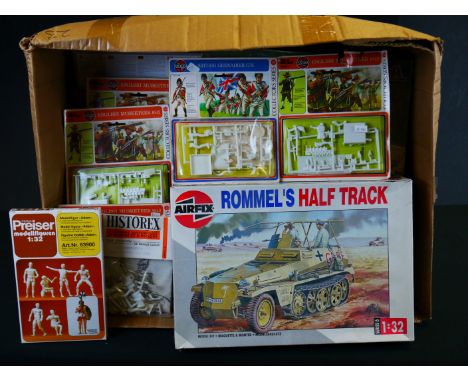 23 Boxed/carded plastic figure &amp; model kits to include 14 x Airfix (British Infantry, WWII Desert Rat Set, Rommel's Half 