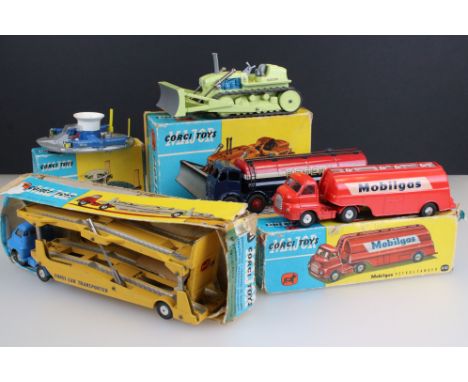 Five boxed diecast models to include 4 x Corgi Major (1102 Euclid TC12 Tractor with Dozer Blade, 1101 Car Transporter missing